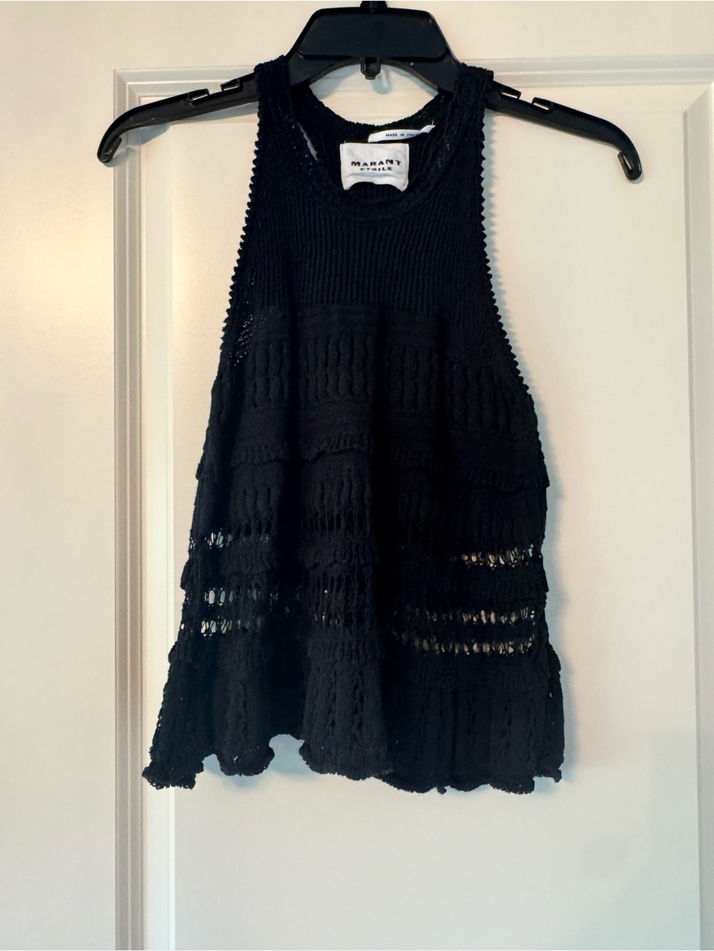 Isabel Marant Black Crochet Halter Knit Tank